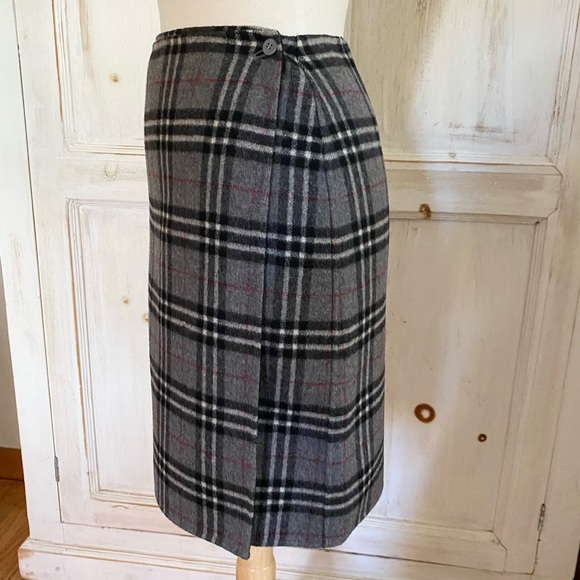 Wool Plaid Wrap Skirt Carole Little 2P Petite - Picture 6 of 13